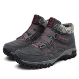 Outdoor Snow Plus Velvet Warm Women's Cotton Shoes-Greyred-5