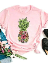 Pineapple Print Casual Tee-bt7978-f-1