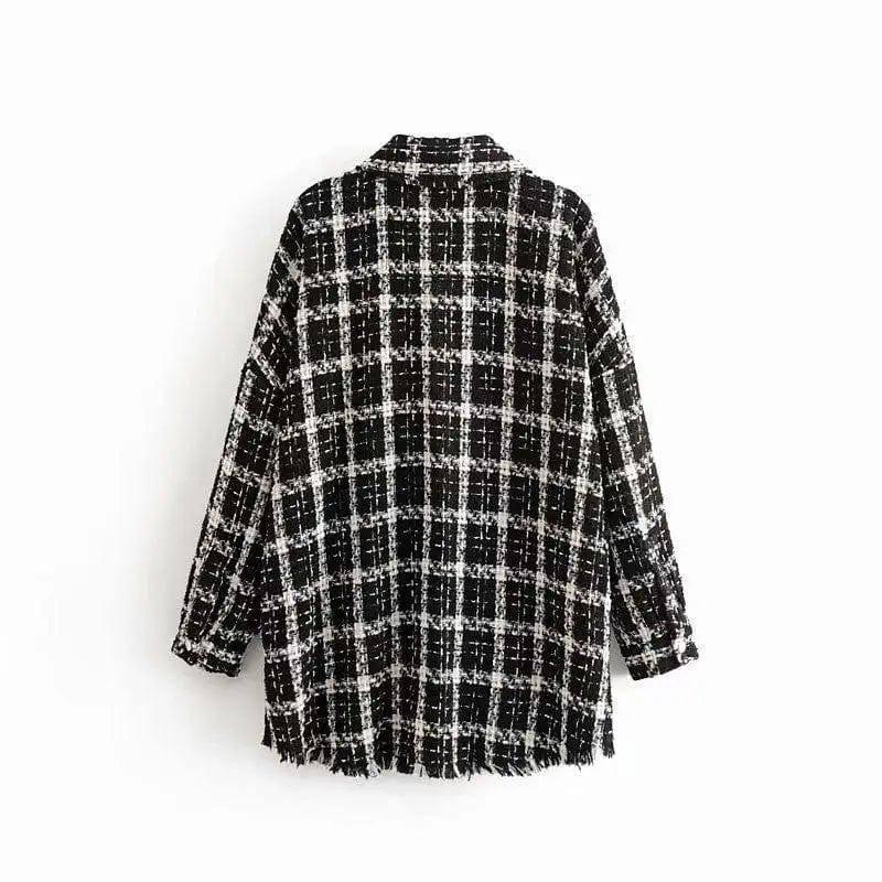 Plaid tweed coat-4