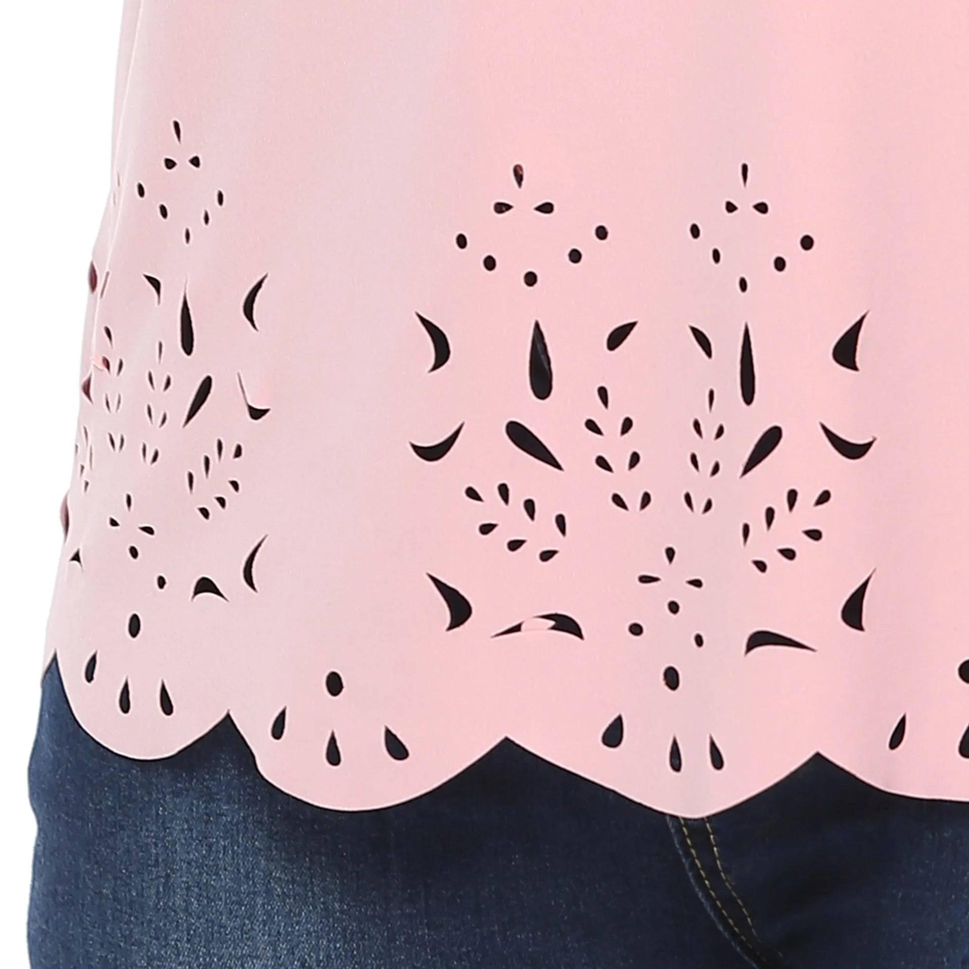 Plus Size Pink Laser-Cut Top 3XL-7XL-5