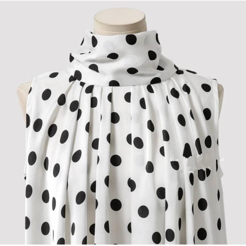 Plus Size Polka Dot Blouse Bow Neckline-4