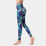 Print Yoga Suit Yoga Pants-Blue-2