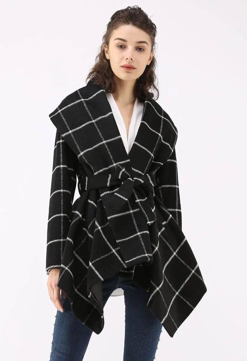 Printed hot style long sleeve patchwork jacket-Blackwhite-6