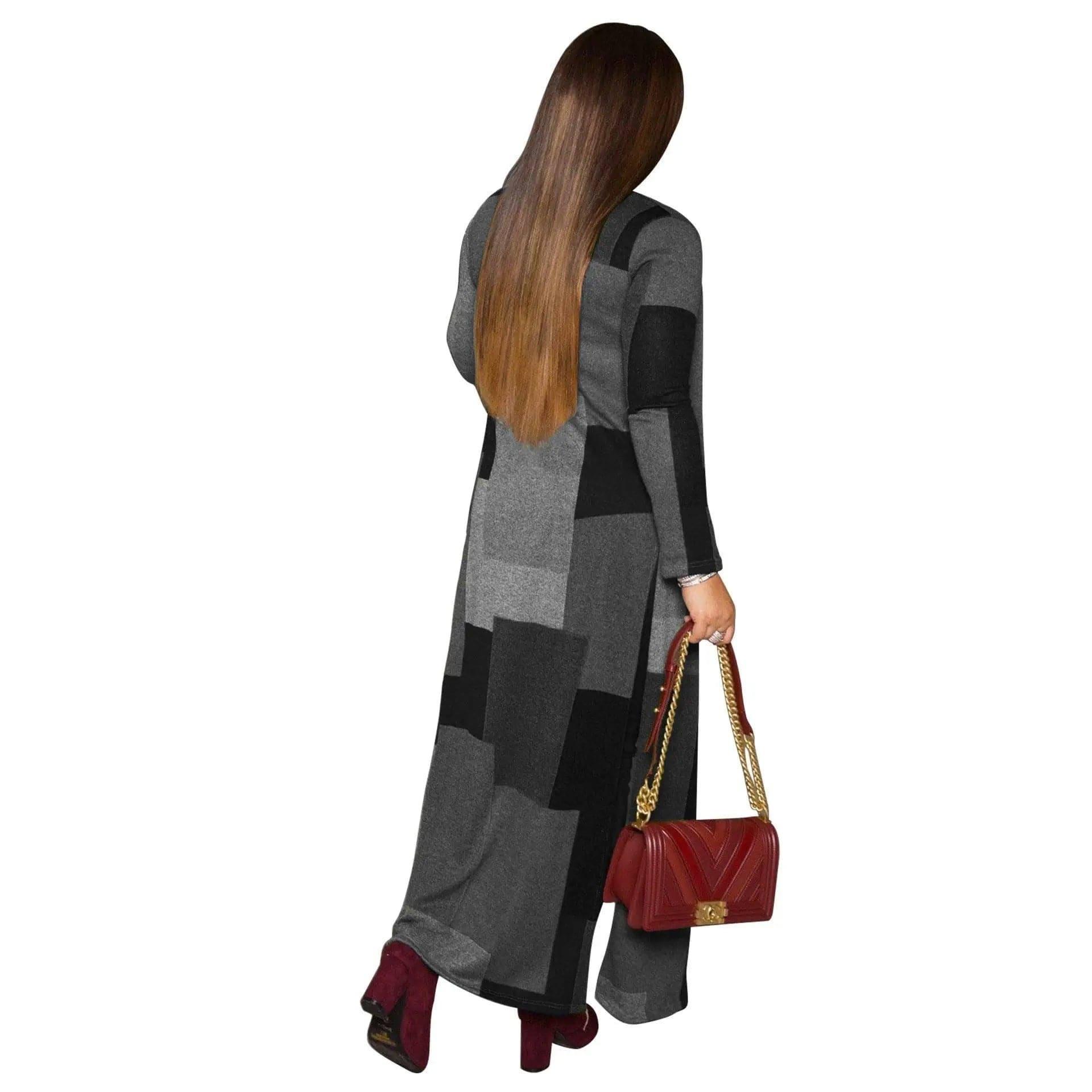 Printed long trench coat-Black-4