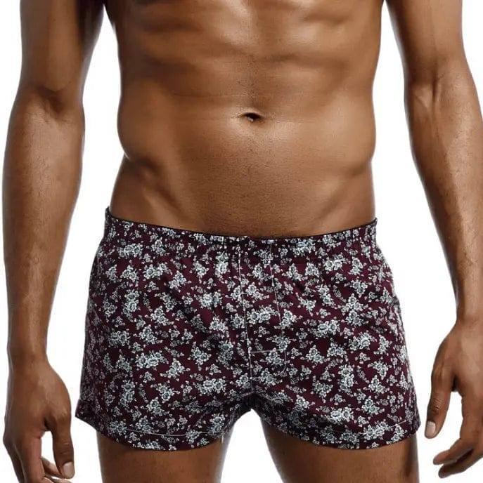 Retro floral boxer-Claret-2