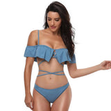 Ruffled bikini-Blue-8