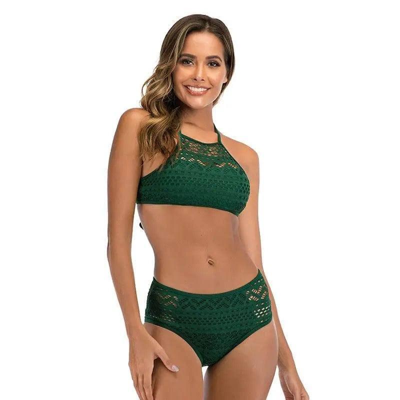 Se Xy Gauze Split Swimsuit-Green-1