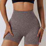 Seamless Yoga Shorts Women Solid Color High Waist Hip-lifting Fitness Pants Running Sweatpants-Wine Red-11