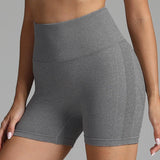 Seamless Yoga Shorts Women Solid Color High Waist-Grey-7