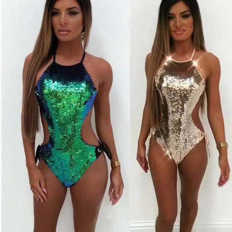 Sequined, strappy one-piece-1