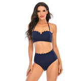 Sexy Hold Together European And American Swimsuit Women-Blue-1