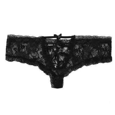 Lingerie Ladies Lace Bow Briefs Briefs-Black-1