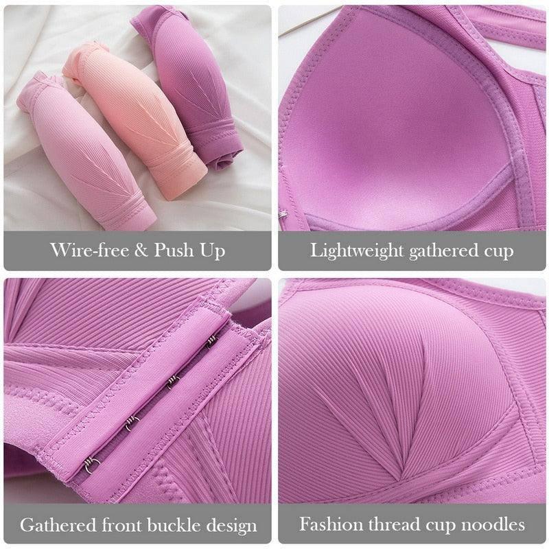 Sexy Push Up Bra Front Closure Solid Color Brassiere-5