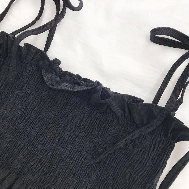 Sexy Tank Top Bow Halter Crop Tops Women Summer Folds Camis-5