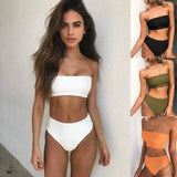 Two-Piece Breast Wrap Swimsuit Bikini Set Tube Top Set-1