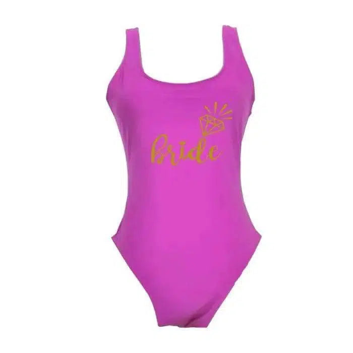 Shou One-piece Swimsuit, Simple And Backless-Purple-6