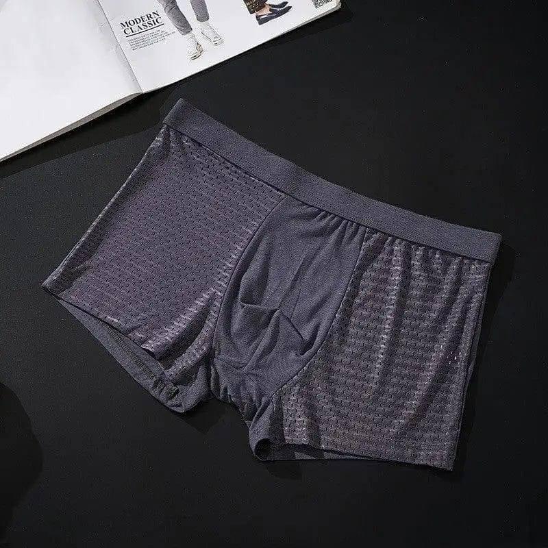 Silky mesh boxer briefs-Grey4pcsaset-9