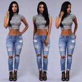 Skinny Ripped Jeans-Lightblue-1