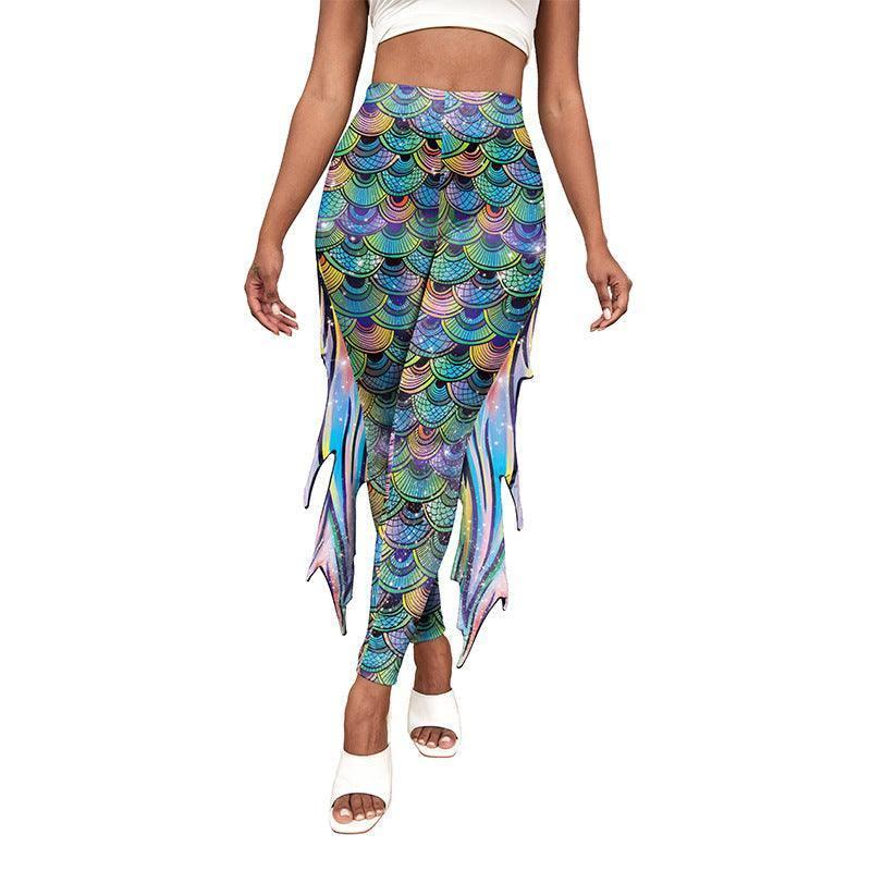 Slim Fish Pants With Raised Hips And Digital Fin Printing-3