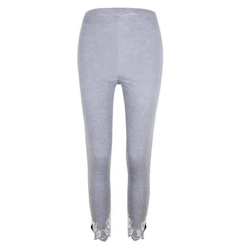 Slim Slimming Printed Cropped Trousers-Grey-5