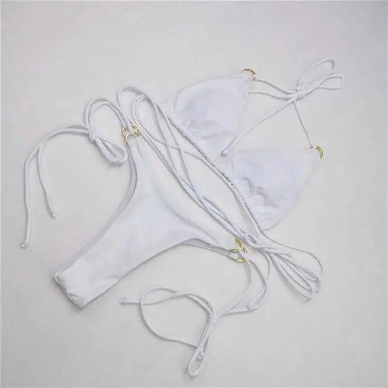 Small Breasts Gathered With A Thin Three-point Thong Hot-White-2