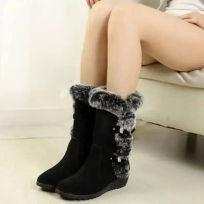 Snow Boots Mid-calf Faux Fur Plush Winter Women Boots-2