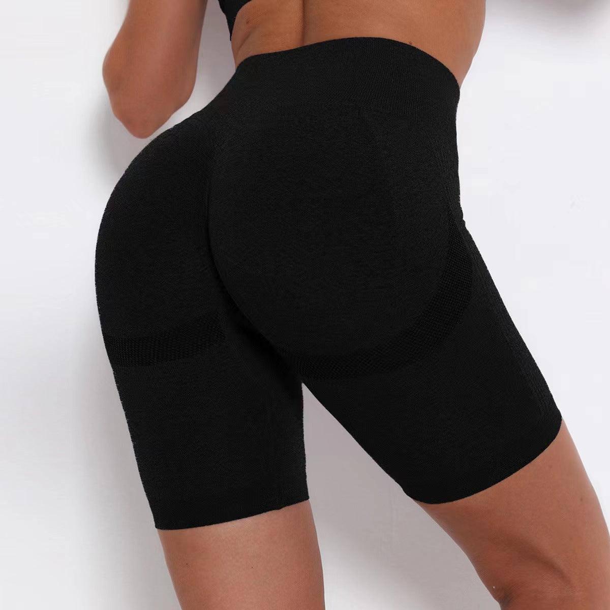 Soft Workout Yoga Athletic Shorts Summer High Waist Fitness-Black-8