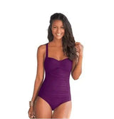 Solid color one-piece swimsuit-Purple-8