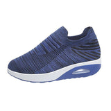 Stripe Design Mesh Shoes Fashion Slip On Air Cushion Shoes-Blue-7