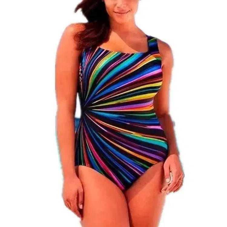 Striped printed fatted one-piece bikini-4