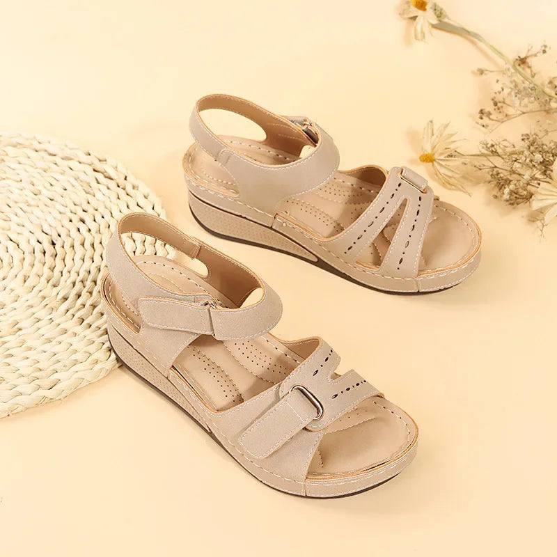 Stylish Women's Comfort Wedge Sandals-Beige-4