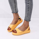 Summer Fish Mouth Sandals For Women Fashion Solid Color Flat-Yellow-11