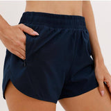 Summer Sports Shorts With Zipper Pockets Breathable Loose-Navy Blue-12