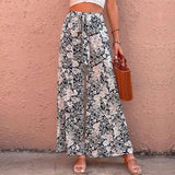 Summer Women's Printed High-waisted Bootcut Pants-4