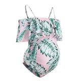 Swimsuit Belly Big Ruffle Oneshoulder Onepiece Swimsuit-Pink-1