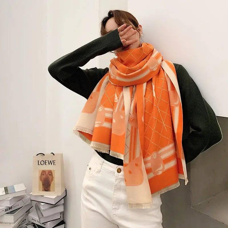 Ta Cashmere Warm Scarf Keep Warm-Orange-1