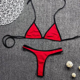 Three-point contrast bikini-Red-7