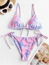 Tie-dye printed bikini-Pinkblue-2