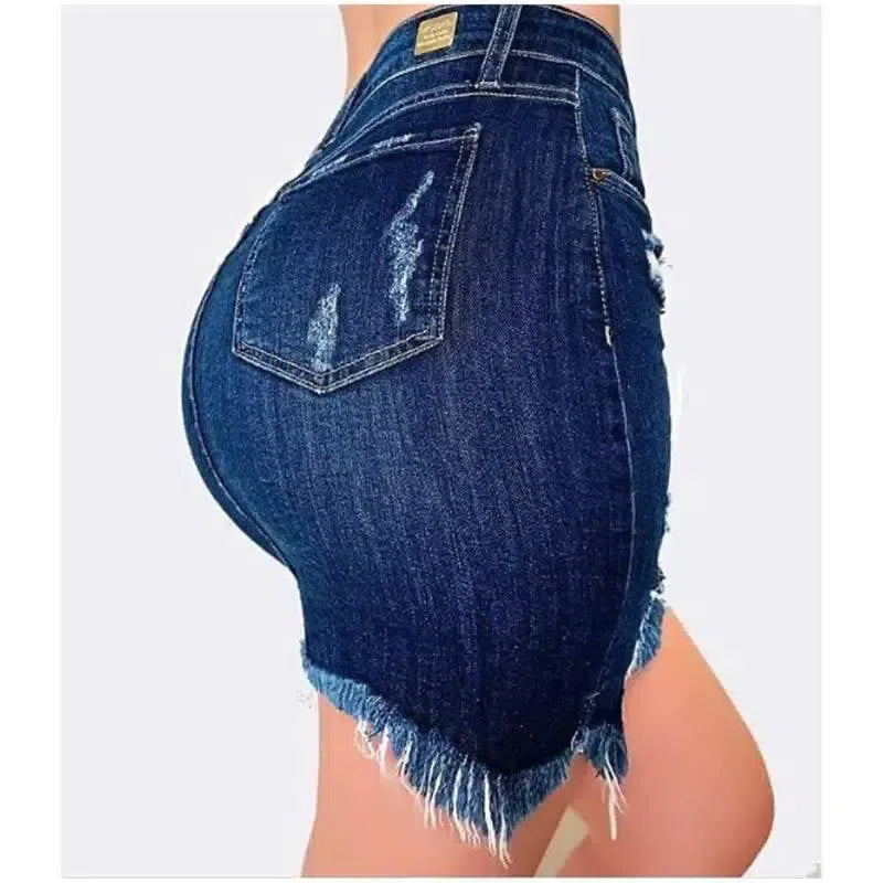 Plus Size Ripped Holes Bodycon Mini Denim Skirts 4XL 5XL Summer Ladies Tassel Short Pencil Skirts Wrap Jeans Skirt-4