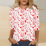 Valentine's Day Female With Hearts Printing Crew Neck-5