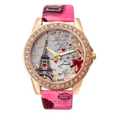 Vintage Paris Eiffel Tower Women's Quartz Watch Women Girls-Pink-9