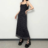 Vintage Spaghetti Strap Maxi Dress - Grunge Streetwear-4