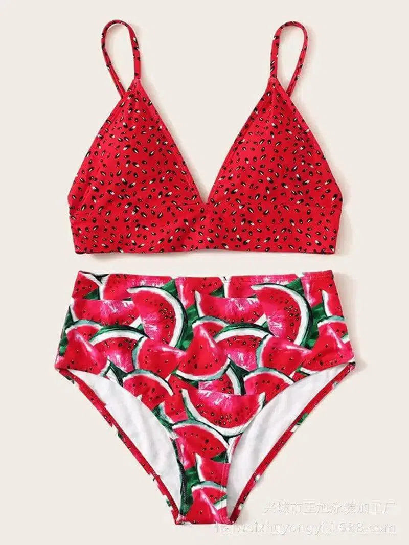 Watermelon print bikini-Red-2