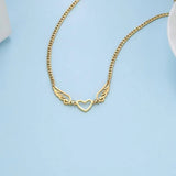 Hollow Heart Angel Wing Necklace-5