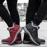 Winter Boots Women Men Warm Plush Velcro Snow Boots Climbing-2