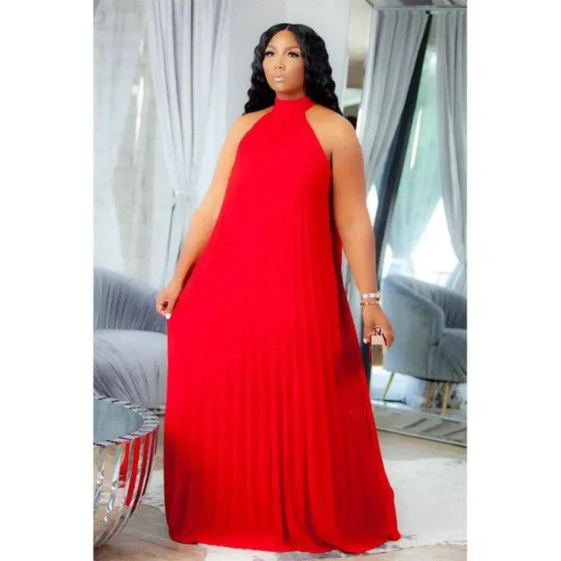 Wmstar Plus Size Women Long Dress leeveless Bandage Halter-2