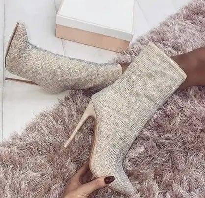 Women Pointed Toe Heeled Boots-2