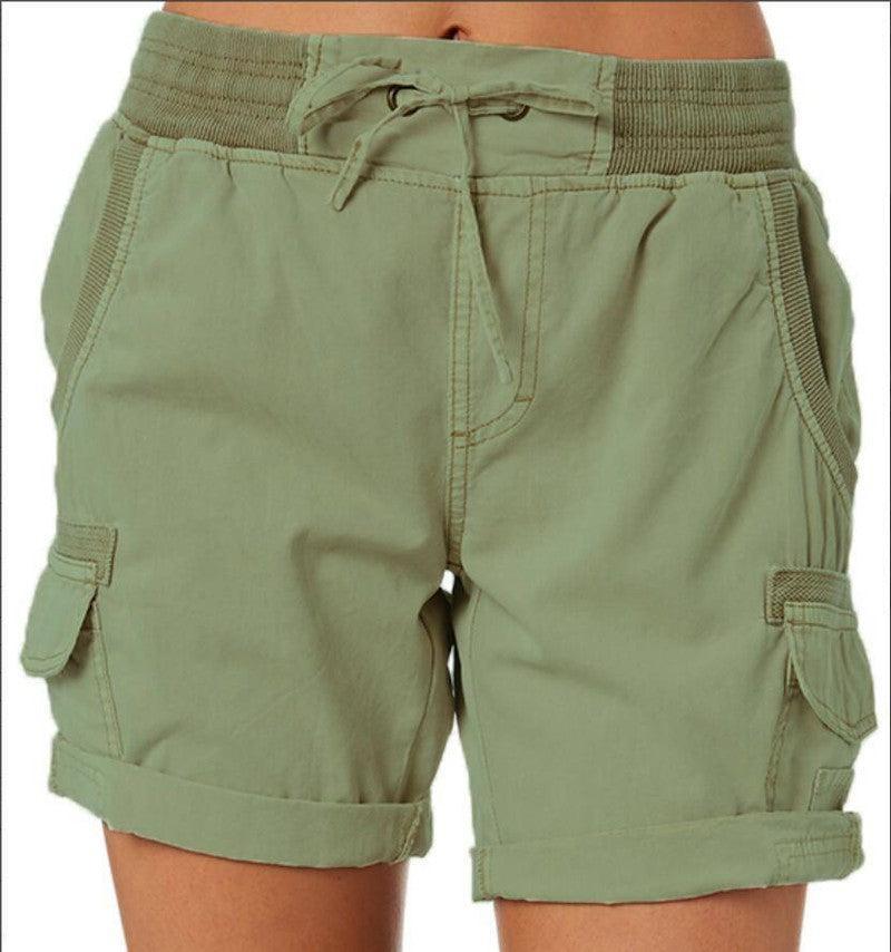 Women's Casual High Waist Cargo Shorts Navy Blue / 3XL-Army Green-4