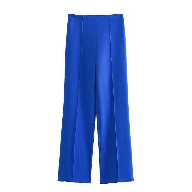 Women's Clothing With Belt Casual Suit Jacket Pants-Blue Pants-12