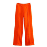 Women's Clothing With Belt Casual Suit Jacket Pants-Orange Pants-8